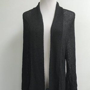 Barbara Who black drape open rayon knit sweater jacket one size s m l one size